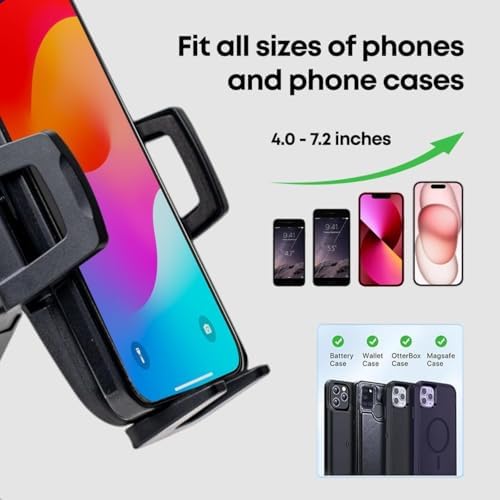 Universal 3-in-1 Car Phone Holder with Adjustable Suction Cup – Versatile Windshield, Dashboard & Air Vent Mount for i Phone 14, 15, 16 and Smartphones up to 6.8 Inches – Enhance Your Driving Safety and Accessibility