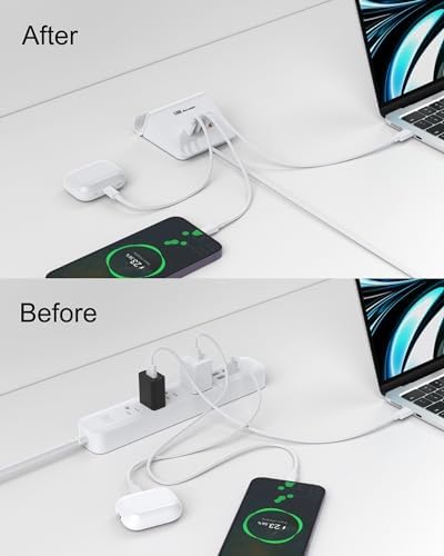 WUKUR Ga N USB C 4-Port Fast Charging Hub – High-Efficiency Multi-Device Charger for Mac Book, i Phone 14/13/12, i Pad, Samsung Galaxy & Google Pixel – Compact, Durable Design with Advanced Safety Features for Optimal Power Management and Clutter-Free Charging Experience