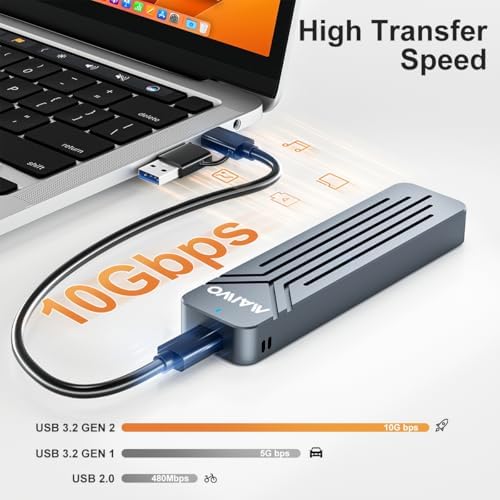 MAIWO 8 TB M.2 NVMe SSD Enclosure – USB 3.2 GEN2 10 Gbps High-Speed Adapter for Enhanced Performance & Compatibility – Portable Aluminum Design with UASP and Trim Support for Ultimate Data Efficiency