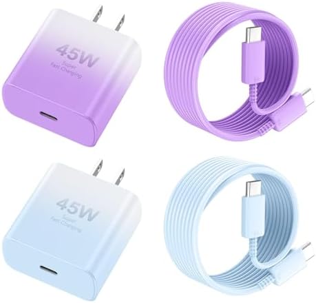 Accelerate Your Power Needs with Our 45 W Ultra-Fast USB-C Charger for Phone 16 Series – Includes a 10 ft Type C Cable in Eye-Catching Purple – Perfectly Crafted for Swift Power Delivery to Phone 16 Pro, Max, Plus & Earlier Models – Unleash Maximum Charging Efficiency and Aesthetic Appeal for Tech Enthusiasts on the Move