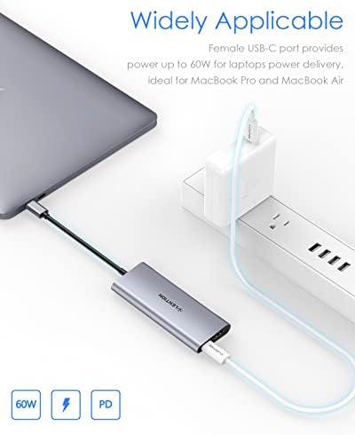 LENTION USB-C Multi-Port Hub – 4 K HDMI Output, 100 W Power Delivery, and 4 USB 3.0 Ports for Ultra-Fast Data Transfer | Perfect for 2024-2016 Mac Book Pro, New Mac Air, Surface, Chromebook, i Phone 15 & More | Space Gray Adapter for Enhanced Connectivity and Productivity