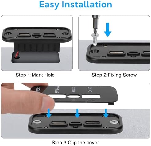 Linkstyle Dual 12 V USB Charging Outlet – Advanced PD3.0 & QC3.0 Power Hub for Cars and Marine Use – High-Speed 3-Port Fast Charger for Smartphones and Tablets, Perfect for Road Trips and Boating Adventures