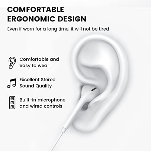 MOSWAG High-Fidelity Wired Earbuds with Built-In Microphone – Universal 3.5 mm Jack Earphones for Smartphones, Laptops, MP3 Players & More – Lightweight, Tangle-Free Design for Ultimate Comfort and Durability