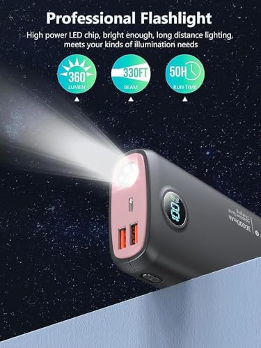 High-Capacity 30,000 m Ah Portable Power Bank with Fast Charging Technology – Multi-Device USB-C Charger for i Phone, Samsung Galaxy, LG & More – Built-in LED Display and Flashlight for Ultimate Convenience – Sleek Black Design for On-the-Go Power Solutions