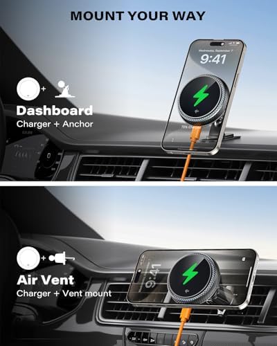 Revolutionize Your Drive with the APPS2 Qi2 15 W Mag Safe Car Mount Charger – A Premium Magnetic Phone Holder for i Phone 16 Series and Earlier, Fast Wireless Charging for Enhanced Safety & Convenience, Versatile Air Vent/Dashboard Installation, Elegant Black Design
