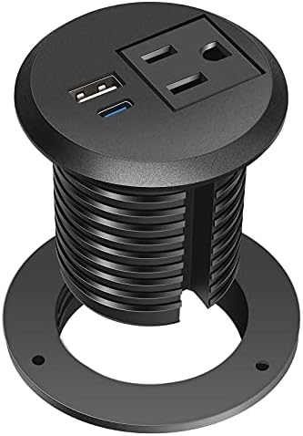 Revolutionize Your Workspace with Our 2-Inch Desktop Power Grommet – Dual USB-C PD 20 W Fast Charging Station, ETL Listed for Safety, 6 FT Cable Included, Perfect for Minimalist Desks and Efficient Power Management