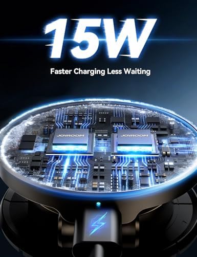 Premium JOYROOM Mag Safe Car Mount Charger – All-Metal 15 W Fast Wireless Charging Solution for i Phone 16 Pro Max Plus & 15/14/13/12 Pro Max Plus – Secure Magnetic Holder in Stylish Dark Blue for Effortless Navigation and Hands-Free Calls, Ultimate Dashboard Accessory