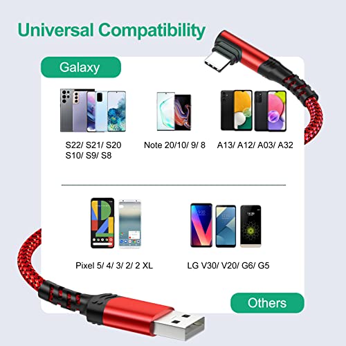 Ultimate 10 ft Type C Fast Charging Cable – 90-Degree USB to USB C Braided Cord (3-Pack) for i Phone 16/15 and Galaxy S Series – Enhanced Durability & Vibrant Colors for Seamless Charging Experience