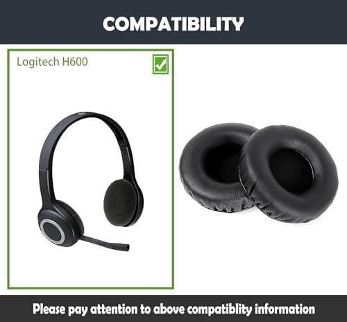 Ultimate Comfort Earpad Replacement Cushions for Logitech H600 Wireless Headset – Soft Protein Leather & Adaptive Memory Foam for Enhanced Sound Isolation and Long-Lasting Durability