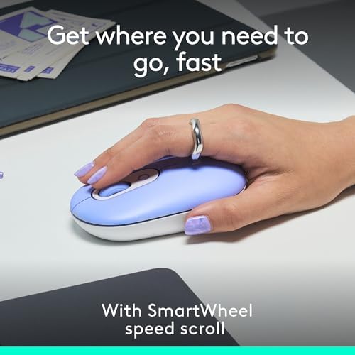 Logitech POP Wireless Mouse in Heartbreaker Rose – Customizable Emojis, Silent Click Technology, Precision Scrolling & Multi-Device Compatibility for Effortless Navigation and Personal Expression