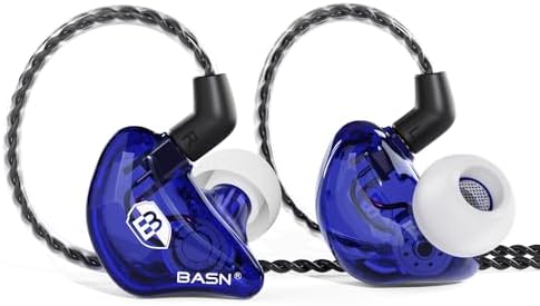 BASN Bsinger BC100 Professional In-Ear Monitor Headphones – Noise-Isolating IEM Earbuds for Musicians and Audiophiles with Universal Fit, Enhanced Compatibility, and Superior Sound Clarity in Sleek Blue Design