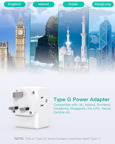Universal European Travel Power Adapter with Dual USB-C Charging Ports – 3 Outlet Type E/F Plug for Effortless Device Connectivity in France, Portugal, Germany, and Beyond – Essential Travel Companion for Seamless Power and Fast Charging on Your European Adventures