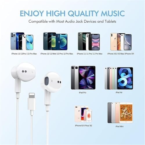Premium Wired Earbuds for i Phone – Dual-Pack Hi-Fi Stereo Headphones with Integrated Microphone, Volume Control, and Noise Isolation Technology, Ideal for Crystal-Clear Calls and Immersive Audio Experience on i Phone 14/13/12/11/XR/XS/X/8/7/SE, Superior Comfort for Daily Use and Versatile Listening