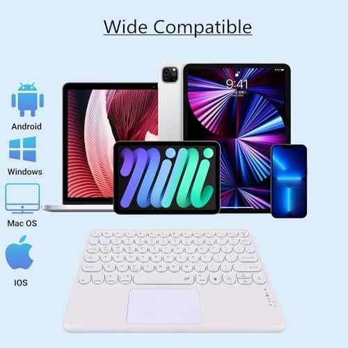 Compact Bluetooth Keyboard for On-the-Go Typing | Rechargeable 10-Inch Wireless Keyboard for Android, i OS & Windows Devices | Sleek, Lightweight Design for Effortless Portability | Perfect for Tablets & Smartphones | Enhance Your Mobile Productivity with Quiet Typing Experience