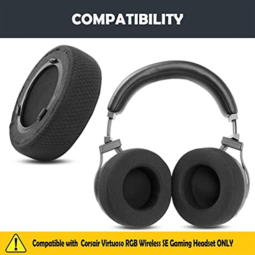 Premium Thickened Earpads for Corsair Virtuoso RGB Wireless SE Gaming Headset – Ultimate Comfort and Enhanced Sound Isolation for Gamers – High-Quality Memory Foam Ear Pads for Extended Play Sessions – Easy Installation and Breathable Design
