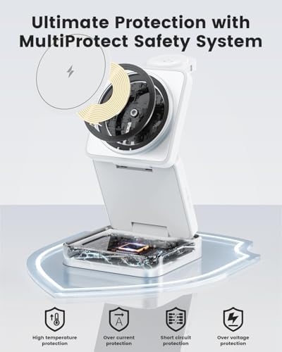 Revolutionary 3-in-1 Wireless Charging Station: 15 W Fast Charger for i Phone, Mag Safe Compatible, Foldable Travel Design for Apple Watch & Air Pods – Ultimate Convenience and Style for Your Nightstand or On-the-Go Power Needs