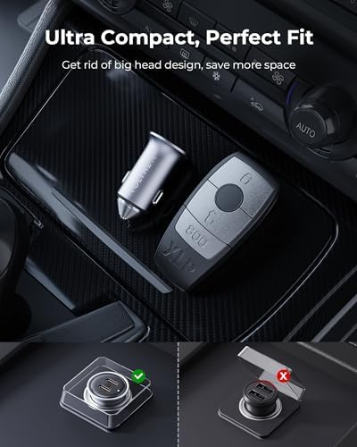 VOLTME 30 W USB C PD 3.0 Car Charger – Fast Charging Dual Port Adapter for i Phone 14/13/12/11 Pro Max, Samsung Galaxy S23/S22/S21, and More – Sleek Navy Blue Design for Universal Compatibility and Efficient Power Delivery on the Go
