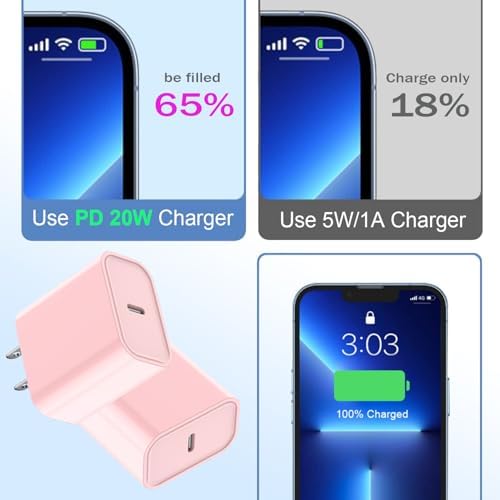 Ultra-Fast 20 W USB-C Wall Charger Block for i Phone 16/15 – 3-Pack Super Charging Adapter for i Phone, i Pad & Air Pods – Compact PD Type C Power Delivery Solution with Enhanced Compatibility & Safety Features