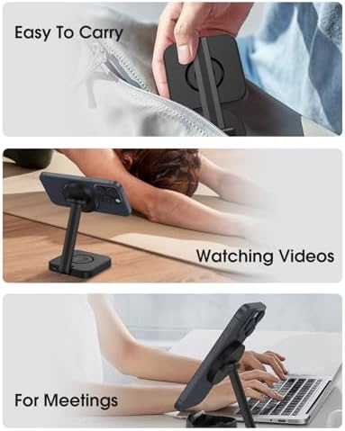 Ultimate 3-in-1 Magnetic Charging Station for Apple Devices – Foldable Wireless Charger for i Phone 16/15/14/13/12 Pro Max, Adjustable Dock for Apple Watch Series 10/9/8/7/6 & Air Pods Pro with Mag-Safe Technology – Portable Solution for Effortless Charging and Convenient Viewing
