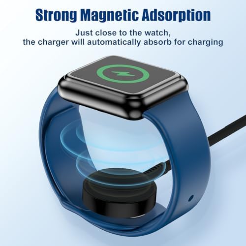Premium 5 W Fast Charging USB C Cable for Apple Watch – 6 ft Magnetic Charger, MFi Certified, Compatible with Series SE2/8/7 & All Sizes 38 mm to 45 mm – Reliable & Efficient Power Solution for On-the-Go Users
