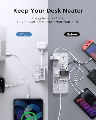 PISEN 65 W Ga N USB-C Fast Charger | 4-Port Compact Wall Adapter with 4 FT Cable | Ultimate Charging Solution for Mac Book Pro, i Pad Pro, Galaxy S23 & i Phone Series | Enhanced Speed, Energy Efficiency & Travel-Friendly Design