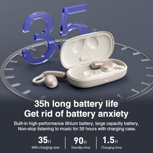 Experience Unmatched Audio Freedom with Butyoef Open Ear Bluetooth Earbuds – 90 Hours of Playtime, Advanced Noise Cancellation, and Air Conduction Comfort for All-Day Wear – Waterproof IPX7 for Ultimate Protection – Ideal Wireless Solution for Meetings, Driving, and Travel with Superior Device Compatibility