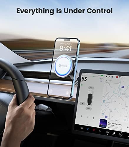 VICSEED Tesla Phone Mount – Ultimate Magnetic Holder for Model 3/Y/Cybertruck – Foldable and Sleek Design for All Phones Including Mag Safe – Secure, Stylish, and Tool-Free Installation for Enhanced Driving Safety and Convenience