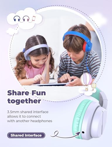 i Clever Kids Headphones: Safe 85 d B Volume-Limited Over-Ear Stereo Sound for Children – Foldable, Lightweight, and Compatible with i Pads and Computers for Easy Travel and Learning