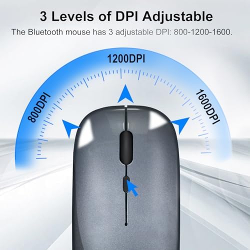 Ultimate Wireless Bluetooth Mouse for i Pad, Mac Book Pro, Air, and PCs – Rechargeable Silent Design for Productivity on the Go – Portable Slim Dual Mode Mouse with LED Indicators and Universal Compatibility