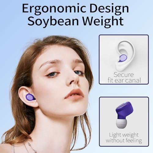 Ultra-Lightweight Bluetooth 5.3 Wireless Earbuds – Deep Bass In-Ear Headphones for Clear Calls and Immersive Sound, 60-Hour Battery Life, Perfect for Gaming, Workouts, and Study – Stylish Purple Design for Active Lifestyles
