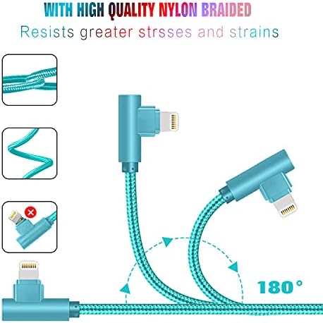 Revolutionary 90-Degree Right Angle Lightning Cable – 6 FT Nylon Braided Fast Charging Cord for i Phone 14/13/12/12 Pro/11/11 Pro/XS Max/XR/X/8/8 Plus/7/7 Plus/6 – Enhanced Comfort, Durability, and Quick Power-Up Solution for Gaming and Streaming Enthusiasts
