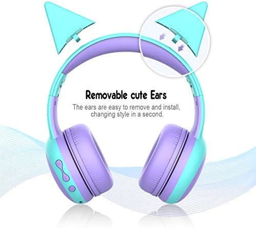 Gorsun Kids’ Purple Cat Ear Bluetooth Headphones – Safe Over-Ear Wireless Headset with 85 d B Volume Limiting, 40-Hour Battery Life, Built-in Microphone, and Bluetooth 5.3 for Toddlers and Young Children – Ideal for Music, Learning, and Playtime Adventures