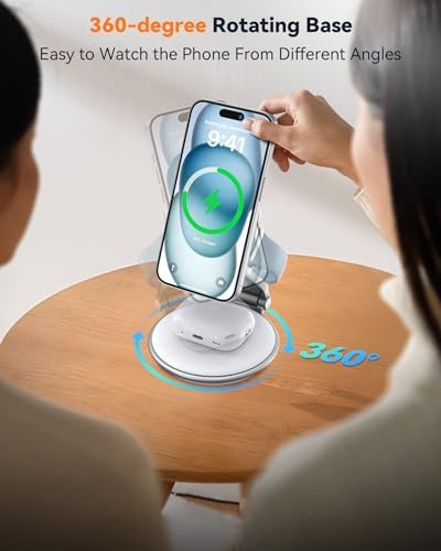 Revolutionary 3-in-1 Foldable Magnetic Wireless Charger Stand for Apple Devices – Ultimate Travel Dock for i Phone 15/14/13/12 Pro Max, Apple Watch, and Air Pods – Fast Charging & Enhanced Compatibility for On-the-Go Power Solutions