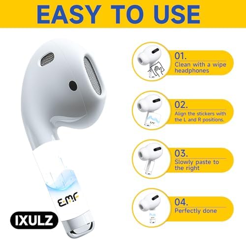Premium 4-Piece Black Protection Stickers for Air Pods 2 nd & 3 rd Generation – Ultimate Scratch Defense for Bluetooth Headphones & Wireless Earbuds – Eco-Friendly Adhesive Cover with Easy Application & Removal – Stylish Durability for Everyday Use