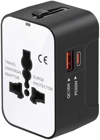 Revolutionary Worldwide Travel Adapter – Compact All-in-One Power Converter with PD 3.0 USB-C and USB-A Fast Charging for Effortless International Connectivity – Ideal Travel Essential for Phones and Laptops Across USA, EU, UK, AUS and Beyond