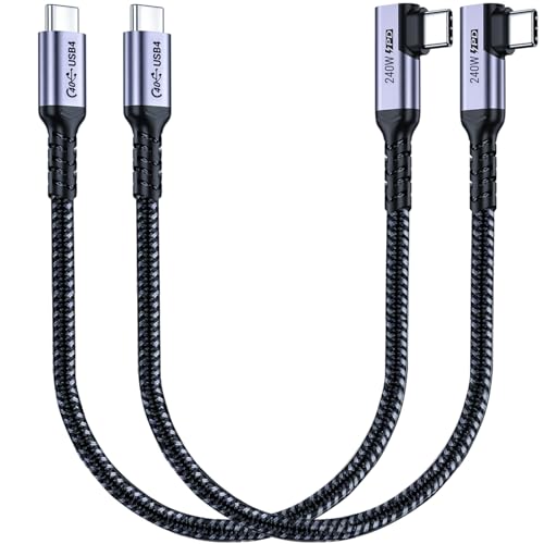 Right Angle Short USB 4 Cable Duo [1.5 FT] – 240 W Fast Charging & 40 Gbps Data Transfer with 8 K Video Support for i Phone 16, Mac Book & Galaxy S23 – Ideal for Compact Spaces and Enhanced Connectivity