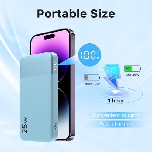 NOBIS 10000 m Ah Fast Charging Power Bank with Digital Display – Versatile USB-C Battery Pack for i Phone, i Pad, Android & More (25 W) – Compact, Reliable Charging Solution for On-the-Go Power Needs