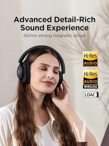 1 MORE Sono Flow SE Pink Wireless Over-Ear Headphones – Exceptional Noise-Canceling, 90-Hour Battery Life, Hi-Res Audio Performance, Customizable EQ Settings, and Supreme Comfort for Ultimate Travel and Office Experiences