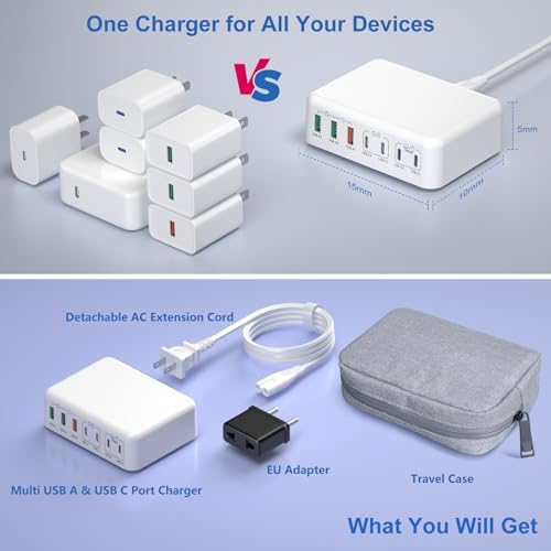 Bangfun 180 W USB C Charging Hub – 7-Port Fast Charging Station for i Phone, i Pad, Samsung – Multi-Device Power Adapter with Smart Technology for Rapid & Efficient Charging – Compact Black Design for Home & Office Use