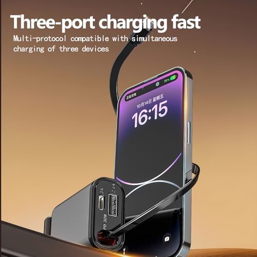 Ultra-Compact 80 W Retractable Car Charger with Built-In USB-C Cable – Fast Charging Adapter for i Phone 16/15, i Pad, Galaxy Devices, and Air Pods – Effortless Multi-Device Compatibility and Tangle-Free Storage for Road Trips and Daily Commutes