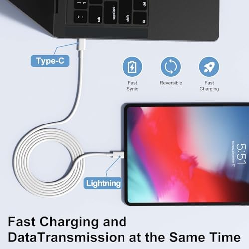 Ultra-Fast 20 W i Phone Charger with 10 ft USB C to Lightning Cable – Stylish Pink Fast Charging Block for i Phone 14 Pro Max, 13, 12, 11, XS, SE, i Pads & Air Pods – Unmatched Compatibility & Durability for On-the-Go Power