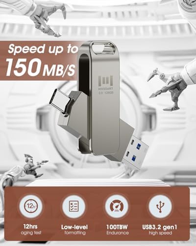 MOSDART 256 GB USB 3.1 Dual Flash Drive – Lightning-Fast Data Transfer for i Phone 15/16, Android, i Pad & Mac Book – Versatile USB-C & A Compatibility – Portable Keychain Design with LED Status Indicator