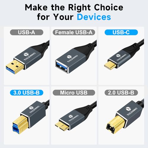 Retractable Coiled USB B to USB C Cable for High-Speed Data Transfer – 5 Gbps Compatibility with Mac, PC, Laptops, MIDI Keyboards, and DJ Controllers – Adjustable Length from 0.75 FT to 3.3 FT for Effortless Connectivity and Organization