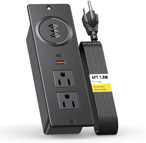 Revolutionize Your Charging Experience with the Kungfuking Recessed Power Strip – 20 W USB-C Fast Charging, 10 W Wireless Station, Dual AC Outlets & USB Ports, ETL Listed Flush Mount Design for Seamless Integration in Nightstands and Side Tables – Ultimate Versatility for Modern Living Spaces
