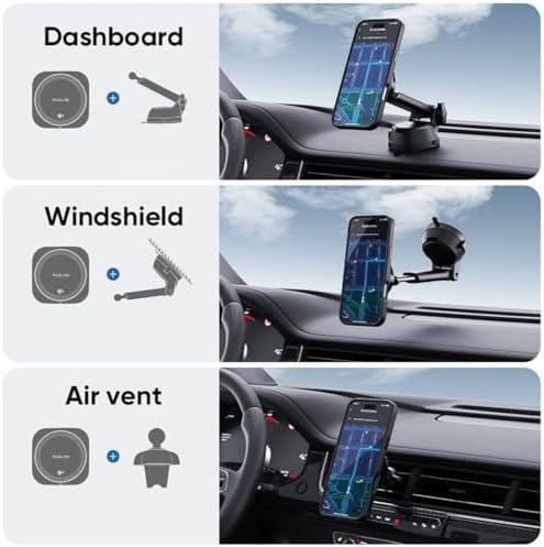 FLOLAB Qi2 15 W Wireless Car Charger for i Phone 12-16 – Magnetic Vent & Foldable Dashboard Mount with Advanced Cooling Technology for Rapid Charging – Ultimate Convenience for On-the-Go Power Management