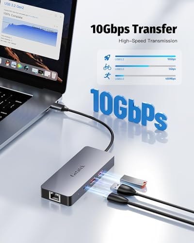 Enhance Your Digital Workflow with the Premium 6-Port USB-C Ethernet Hub – Unleash 10 Gbps Data Speeds, Stunning 4 K@60 Hz HDMI Output, and 100 W Power Delivery for Mac Book, Dell, Lenovo, i Phone 15 & Pro Max – Ideal for Professionals Seeking Seamless Connectivity and Versatile Performance!