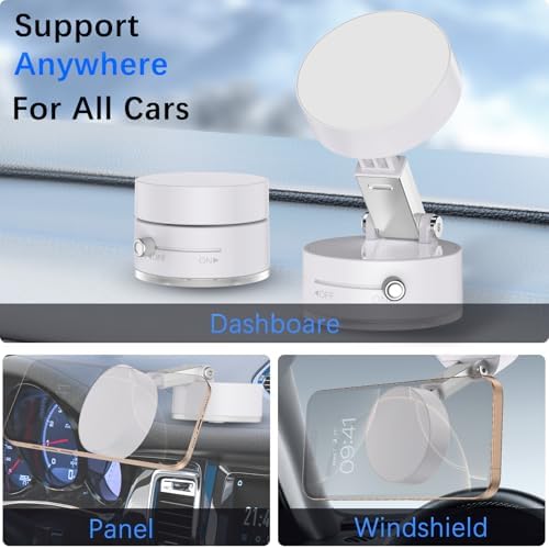 DUEDUE Universal Foldable Magnetic Suction Phone Holder – 2025 Model with Double-Sided Vacuum Adsorption for Reliable Stability and Adjustable Viewing – Ideal Car Phone Mount for All Devices (Sleek Black Finish) – Elevate Hands-Free Convenience and Enhance Driving Safety