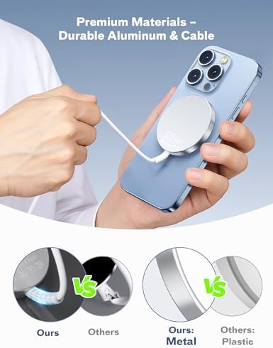 Bohuma Magnetic Wireless i Phone Charger – Fast Mag-Safe Charging Pad for i Phone 16, 15 Pro Max, 14 Pro Max, 13, 12 Pro Max & Air Pods Pro – Sleek Design for Home and Office – Effortless Alignment & Enhanced Power Efficiency