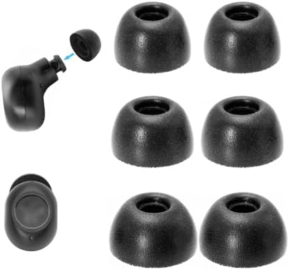 Klowcok Premium Memory Foam Ear Tips for JLab JBuds Mini – Superior Comfort and Noise Isolation (3 Pairs: S/M/L, Sleek Black) – Ultimate Fit for Enhanced Audio Experience and Earbud Security