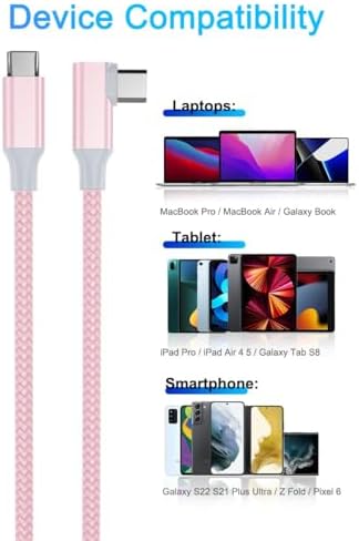 Elebase Right Angled USB Type C to C 100W Cable 6.6FT with USB A Adapter,90 Degree Power Delivery Fast Charging PD Charger Cord for MacBook Mac Pro,iPad 10 10th Air 4 4th 5 5th Mini 6 6th Generation – Enhanced Compatibility and Speed